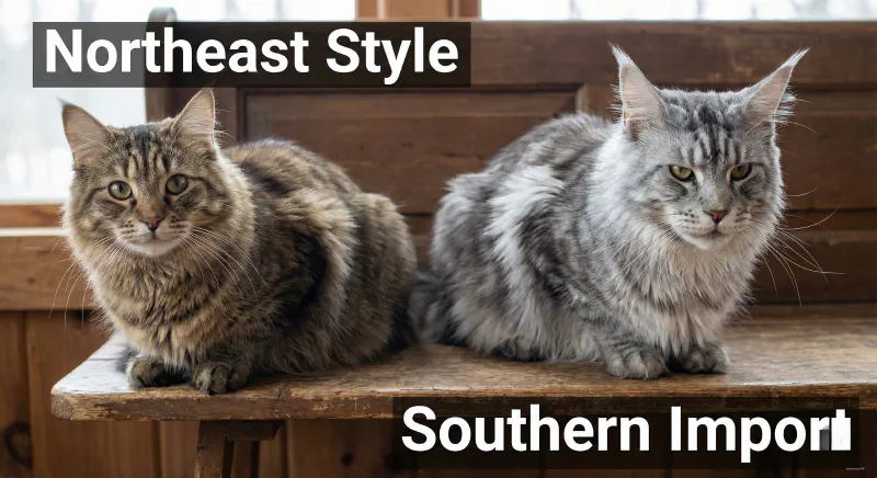 Split face comparison of a sweet American muzzle versus an extreme European muzzle