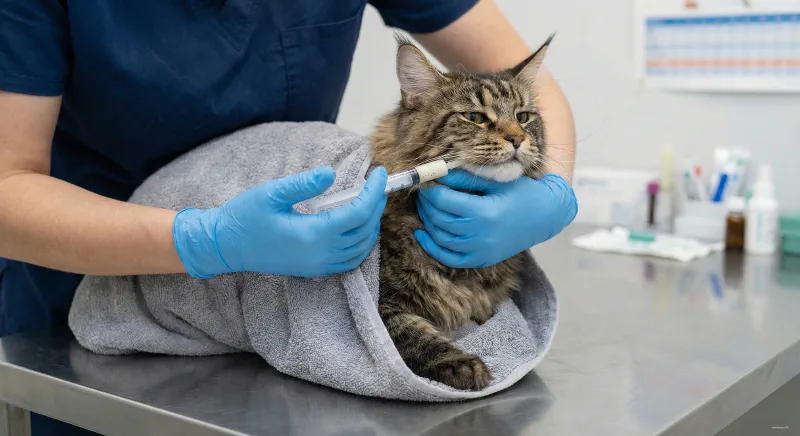 Assisted Feeding Syringe Cat Technique