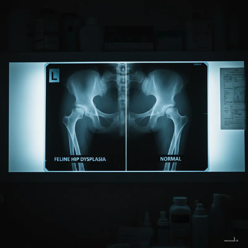 Veterinary X-ray showing Feline Hip Dysplasia