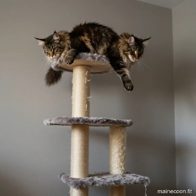 A broken, standard cat tree snapped at the base