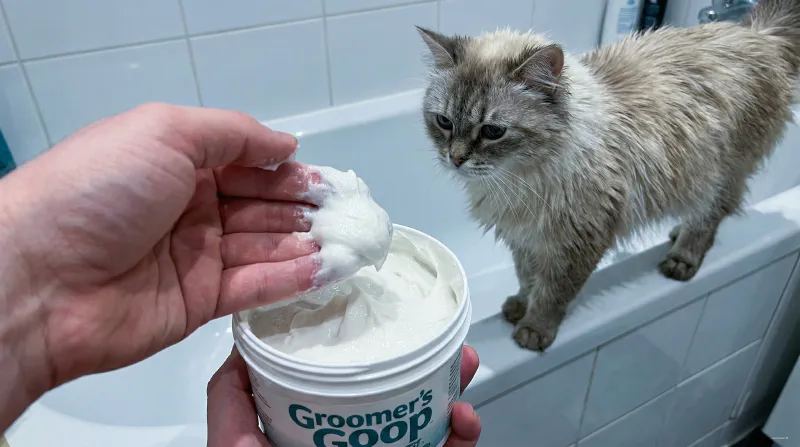 A tub of Groomer's Goop degreaser