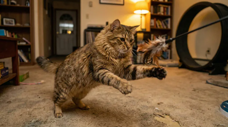 A mix cat playing in a water bowl