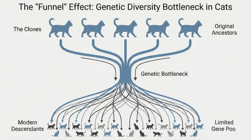 Diagram showing how Foundation cats are bred into pedigreed lines to increase diversity