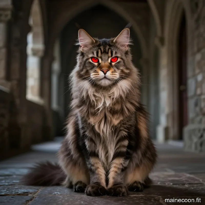 A scruffy Maine Coon looking like Mrs Norris from Harry Potter