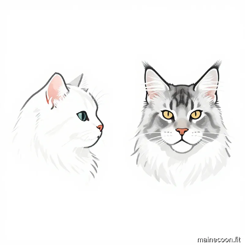 Diagram comparing the side profile of a Maine Coon vs a Persian cat