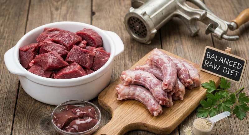 Chart showing the 80/10/10 ratio of muscle, bone, and organ for raw feeding