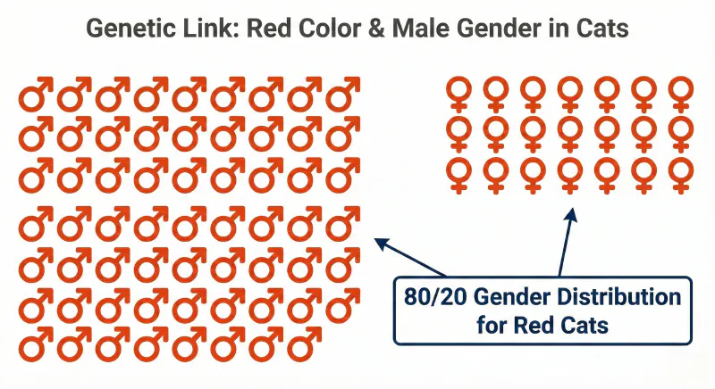 Conceptual chart showing that approximately 80% of orange cats are male and 20% are female